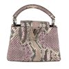 Louis Vuitton  Capucines Mini shoulder bag  in pink, beige and grey tricolor  python - 360 thumbnail