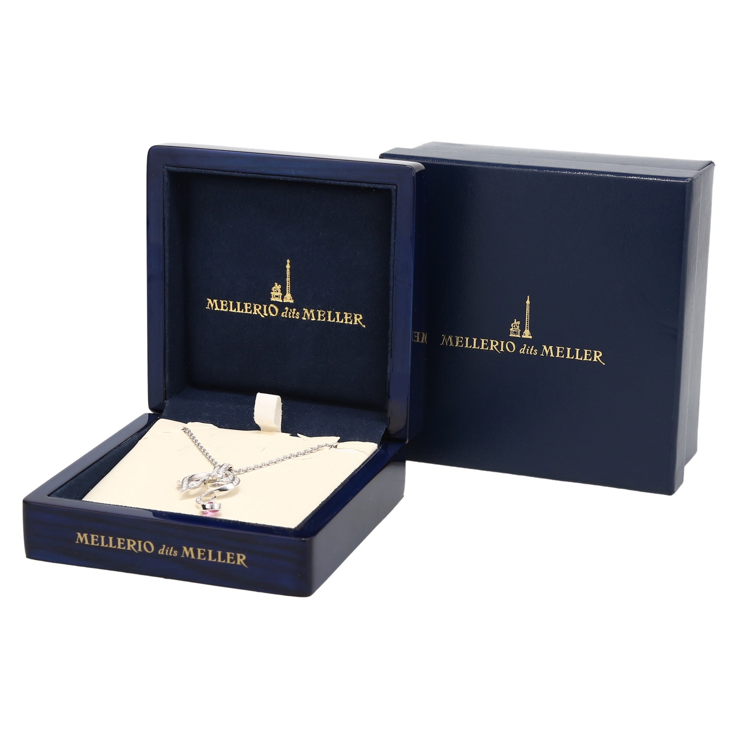 Colgante Mellerio  de oro blanco, diamantes y zafiro rosa - Detail D2