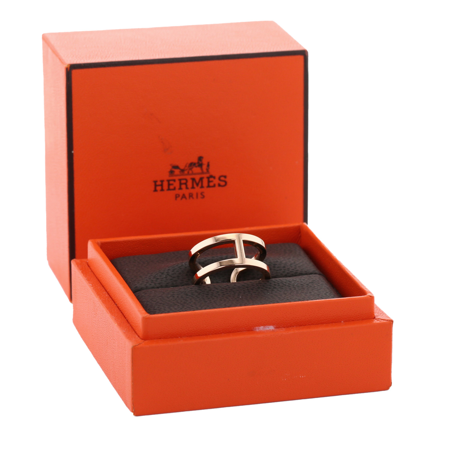 Sortija Hermès Chaine d'Ancre modelo mediano de oro rosa - Detail D2