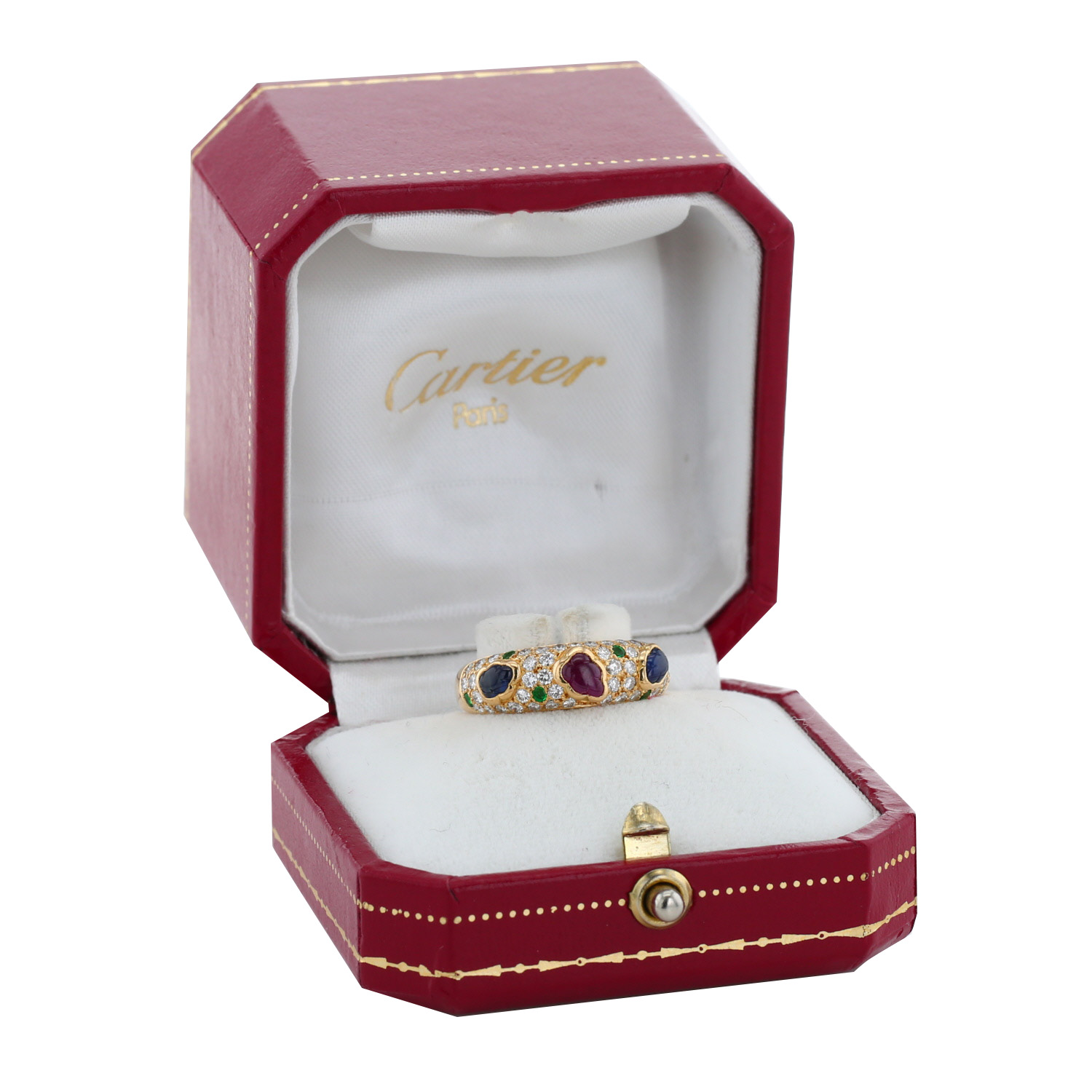 Anello Cartier Tutti Frutti in oro giallo, diamanti e pietre colorate - Detail D2