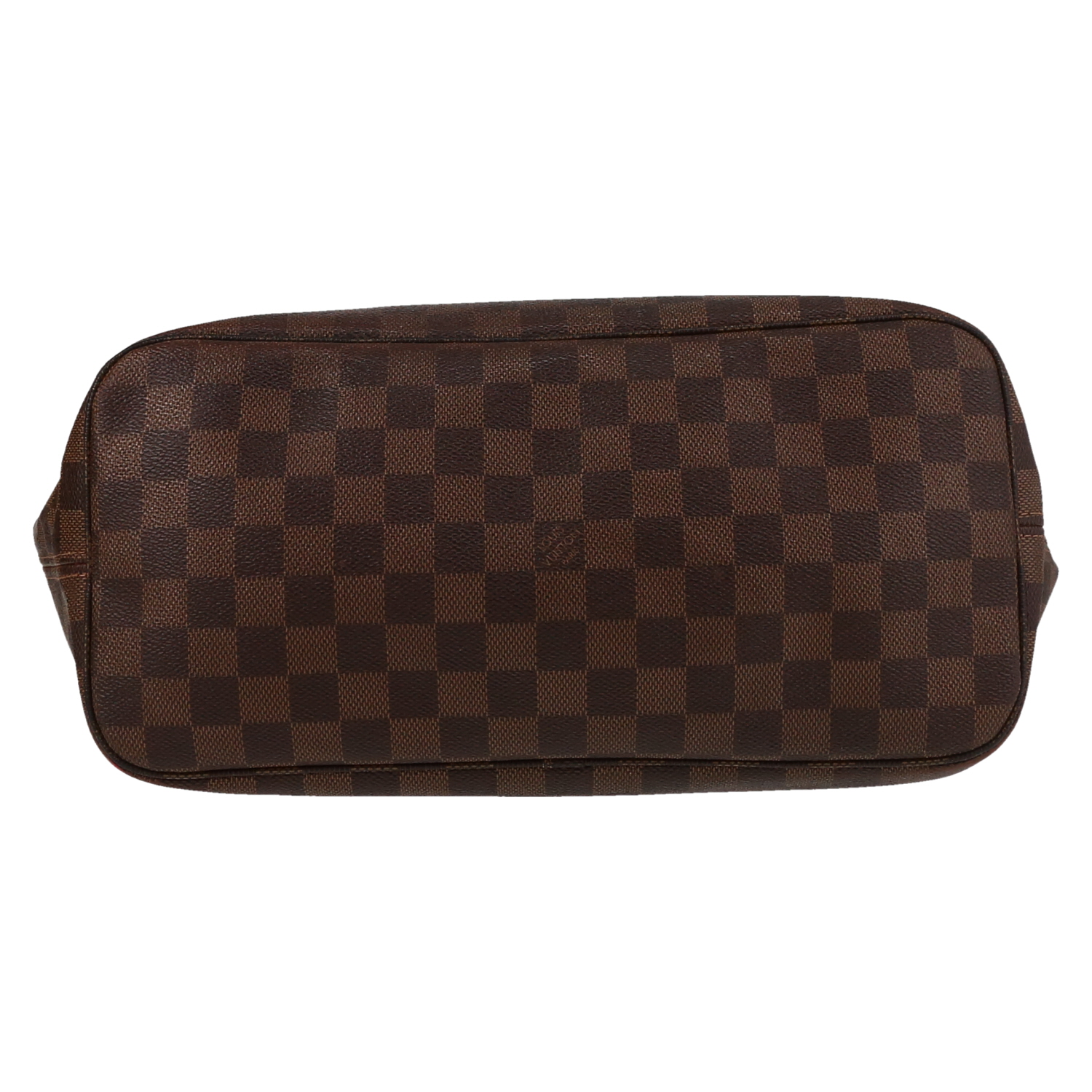 Sac cabas Louis Vuitton  Neverfull en toile damier ébène et cuir marron - Detail D1
