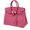 Bolso de mano Hermès  Birkin 25 cm en avestruz rosa - 00pp thumbnail