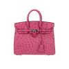 Bolso de mano Hermès  Birkin 25 cm en avestruz rosa - 360 thumbnail