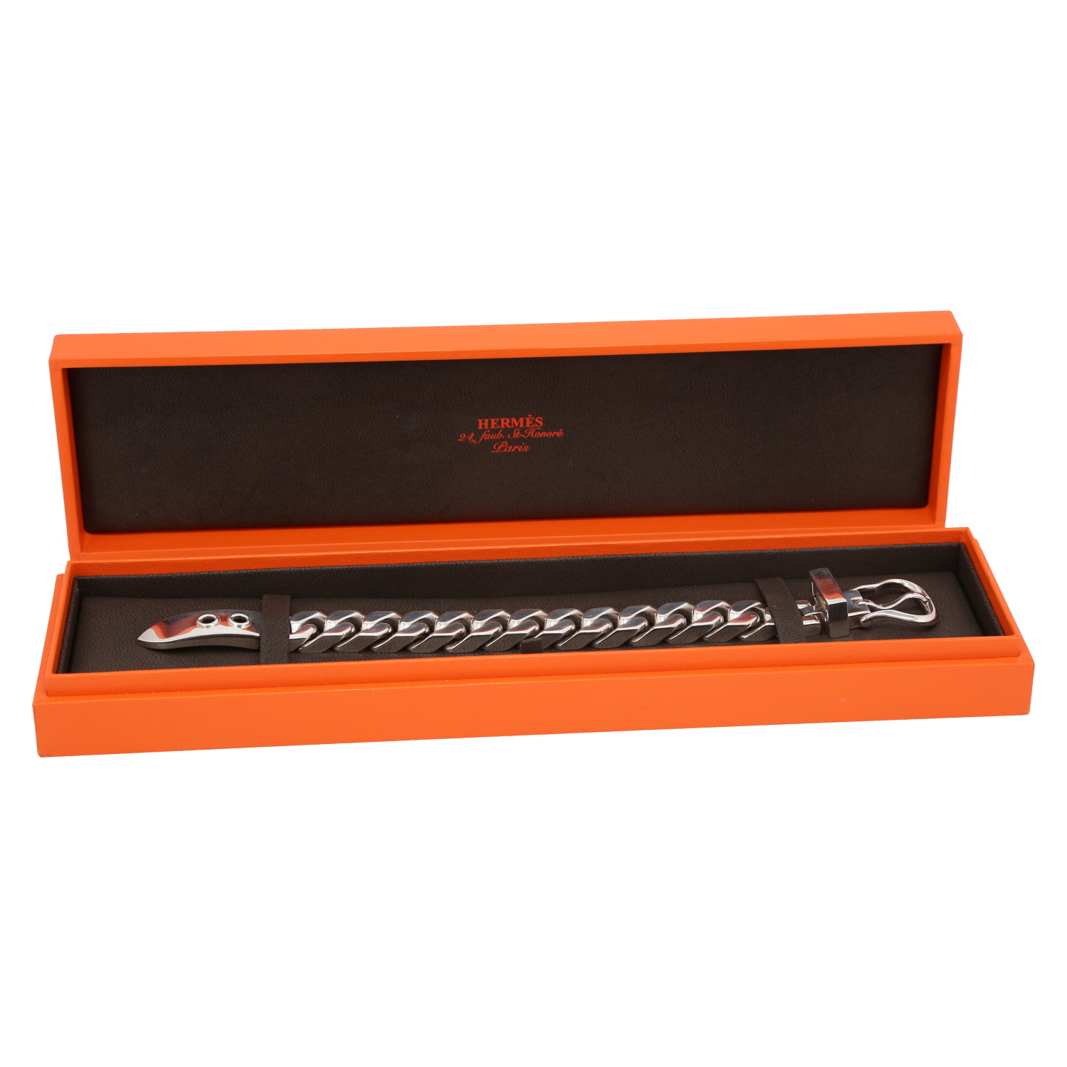 Brazalete Hermès Boucle Sellier de plata - Detail D2