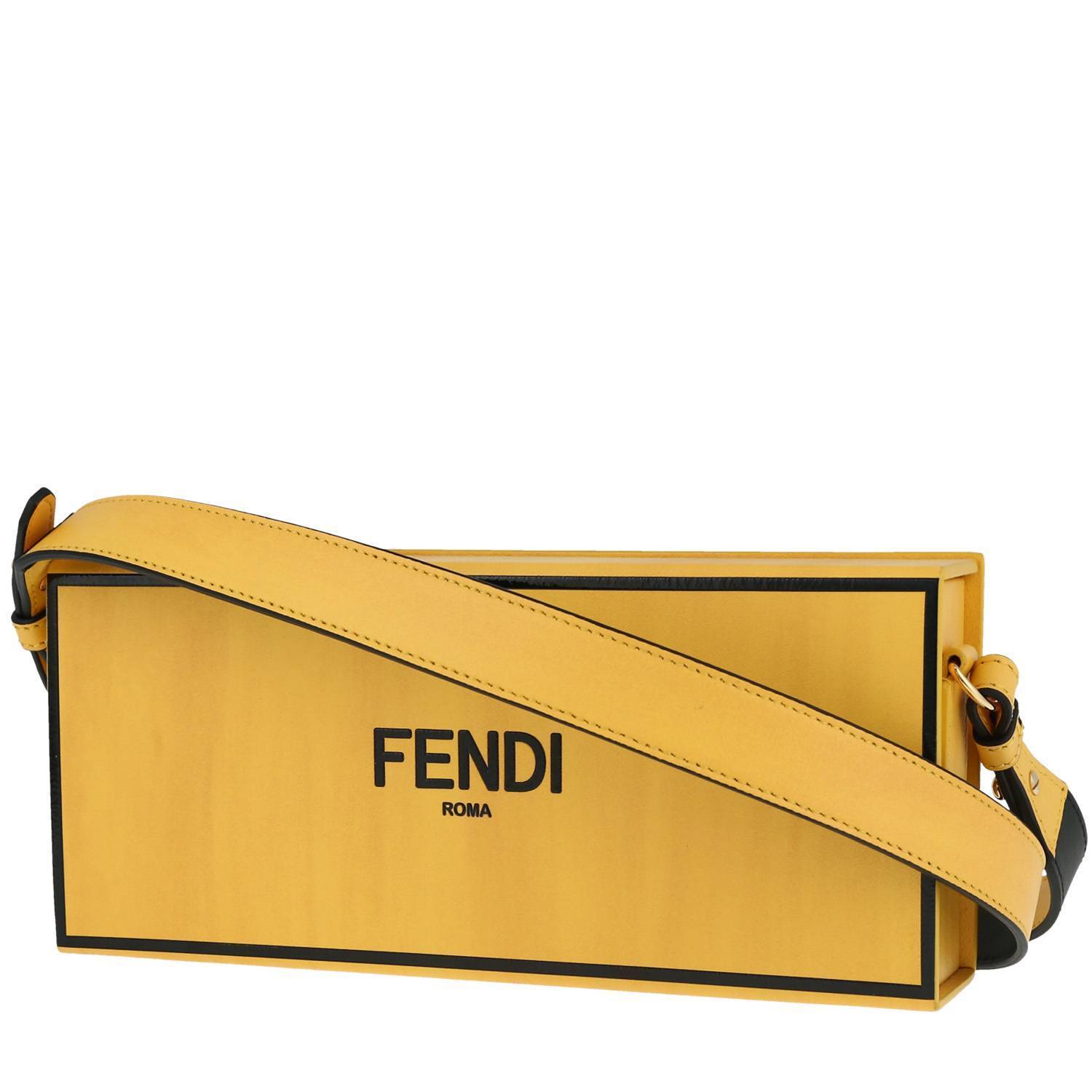 Fendi Horizontal Box shoulder bag in yellow and black leather