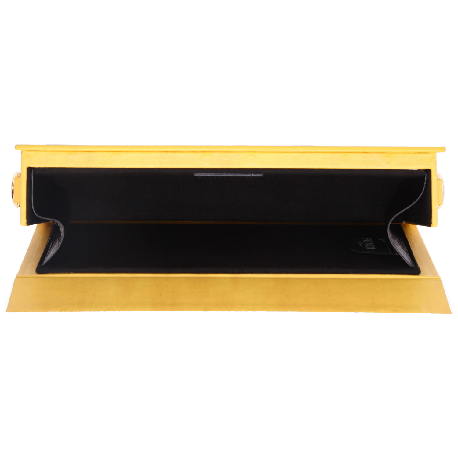Fendi  Horizontal Box shoulder bag  in yellow and black leather - Detail D3