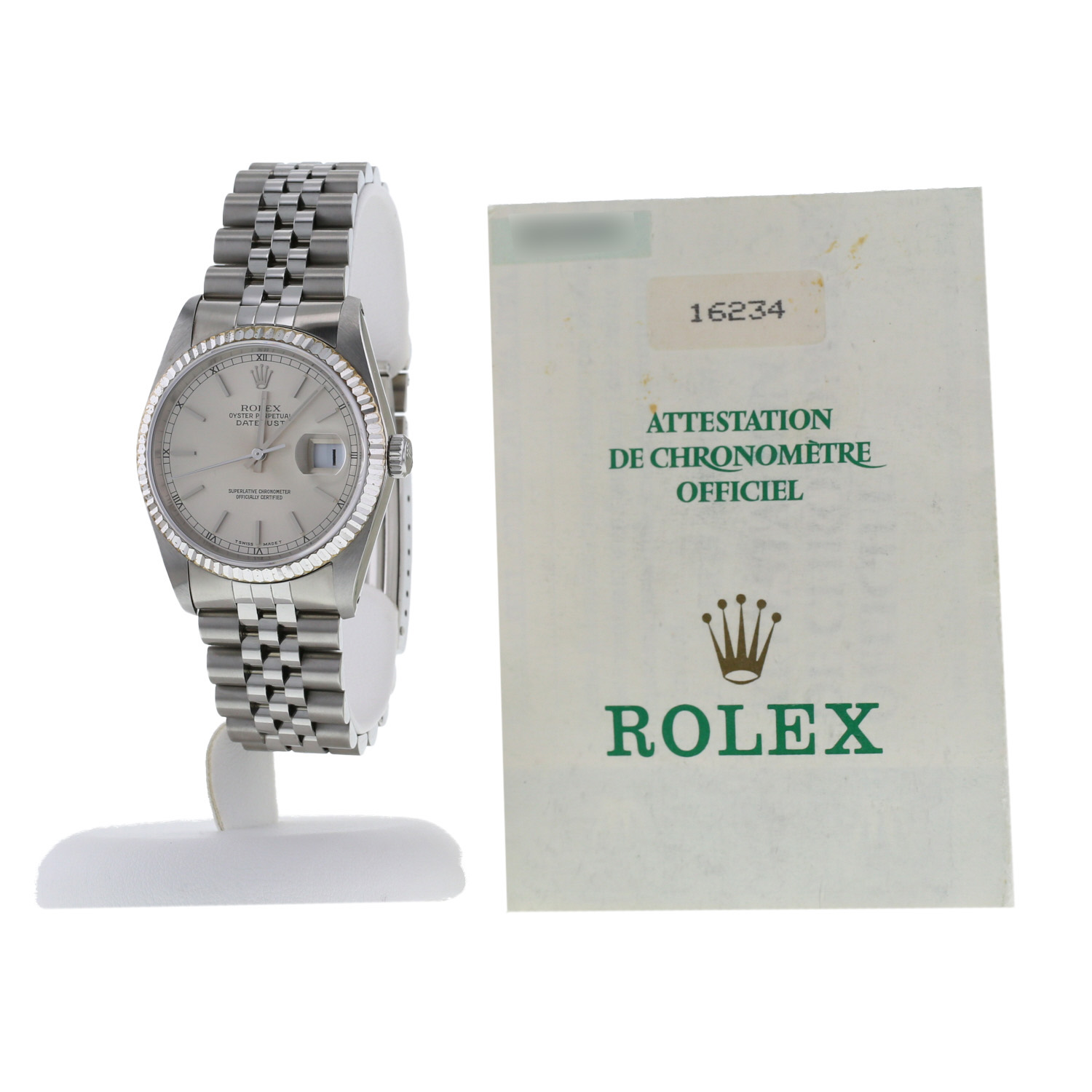 Montre Rolex Datejust en or blanc 18k et acier Ref: Rolex - 16234  Vers 1988 - Detail D3