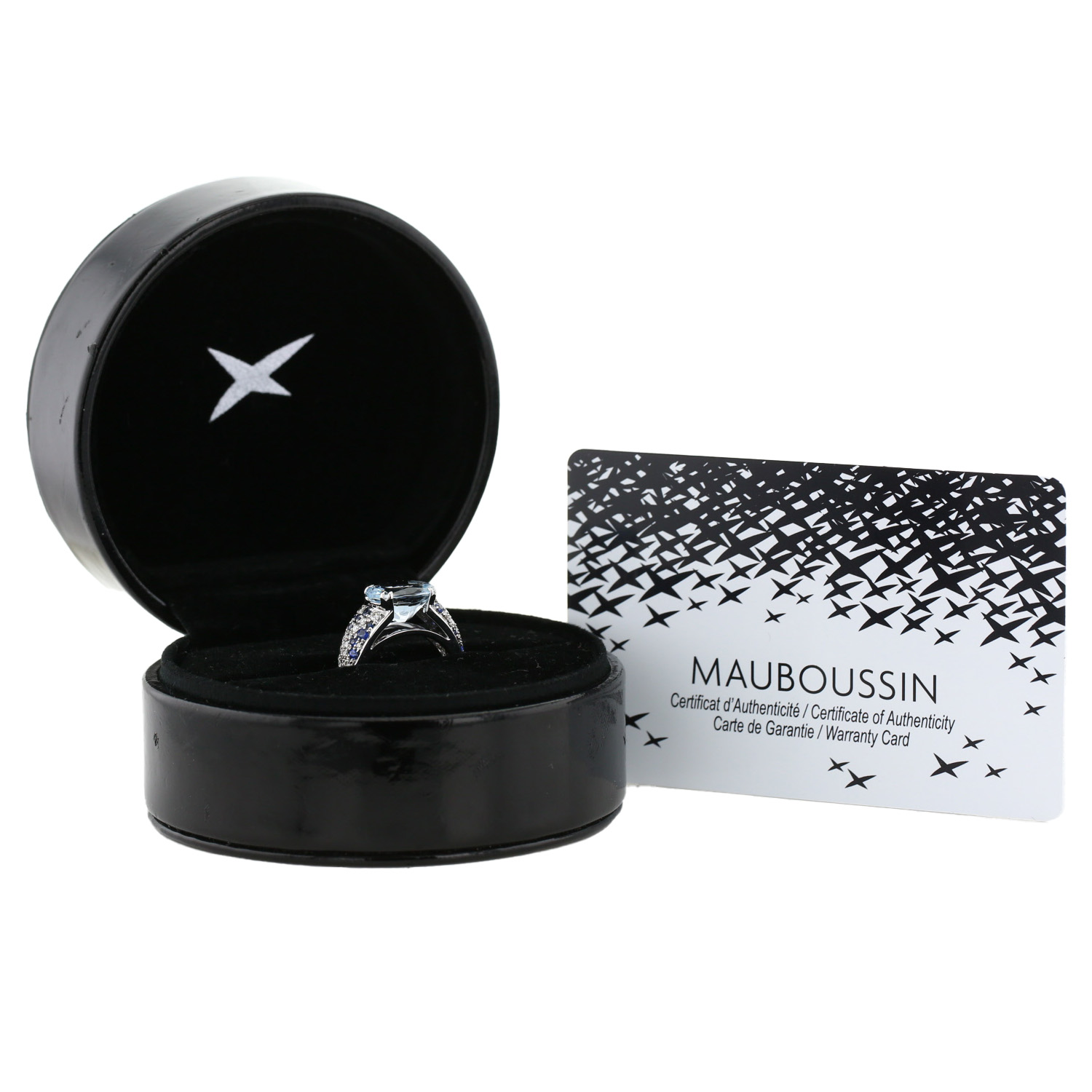 Bague Mauboussin Plaisir d'Amour en or blanc, aigue-marine et saphirs - Detail D2