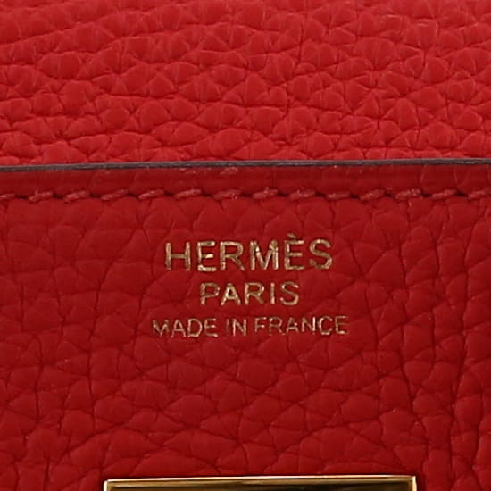 Sac à main Hermès  Birkin 30 cm en cuir togo Rouge Tomate - Detail D2