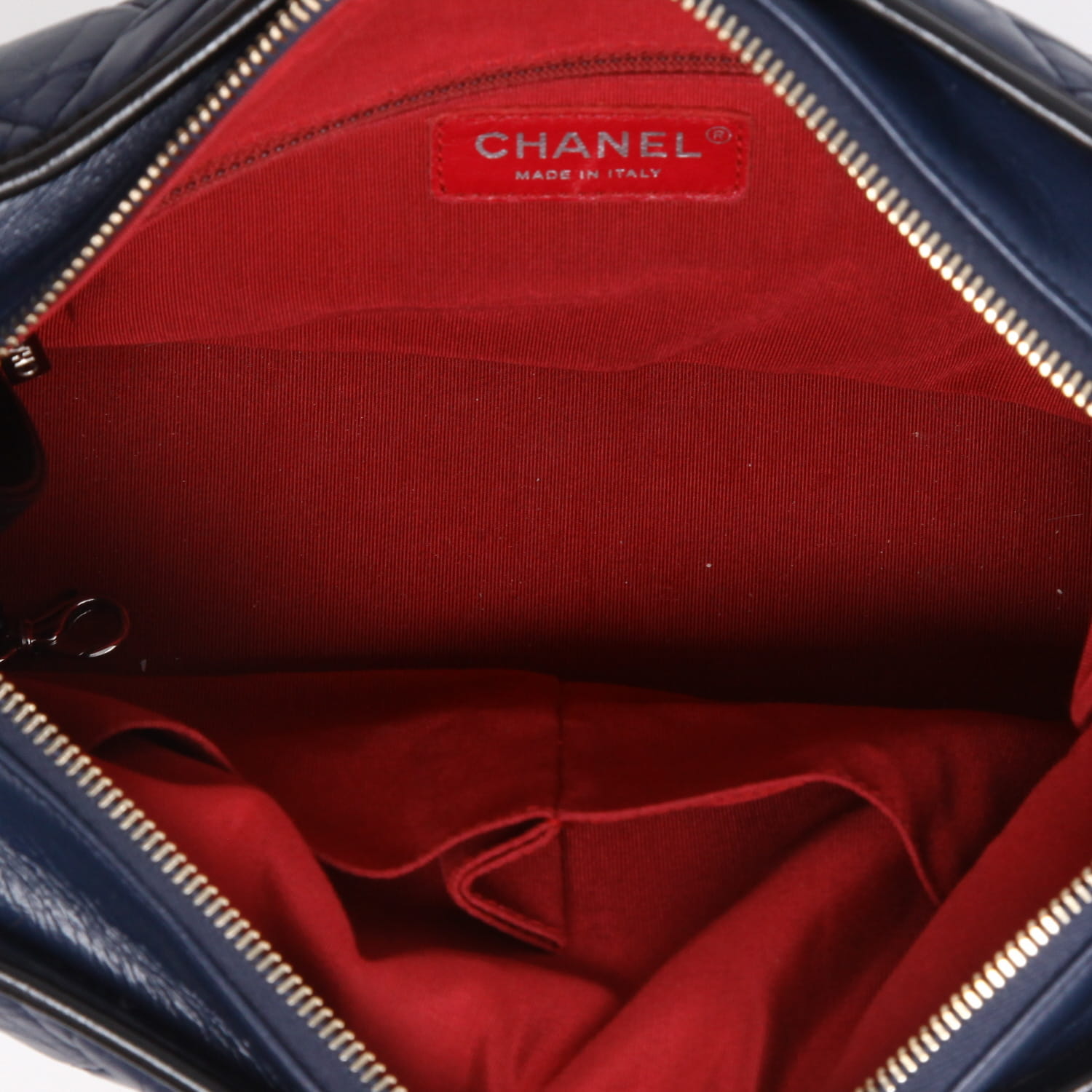 Chanel  Gabrielle  medium model  shoulder bag  in blue quilted leather  and black smooth leather - Detail D3