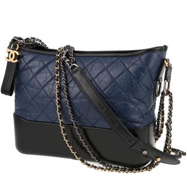 Chanel Small Gabrielle Tweed Shoulder Bag in blue canvas Cloth ref