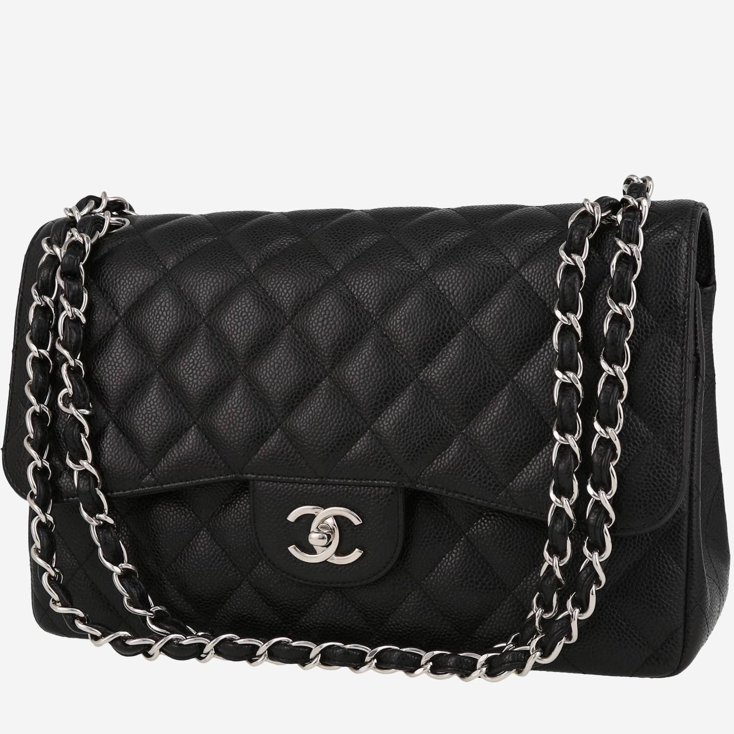 Borsa Chanel  Timeless Jumbo in pelle martellata e trapuntata nera