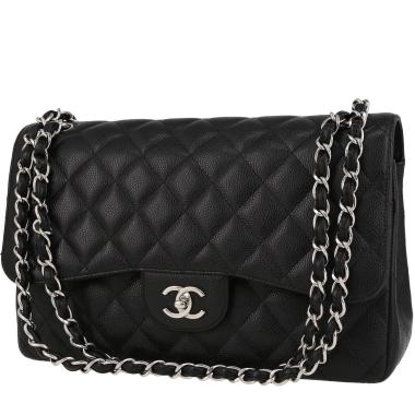 Sac à main Chanel  Timeless Jumbo en cuir grainé matelassé noir