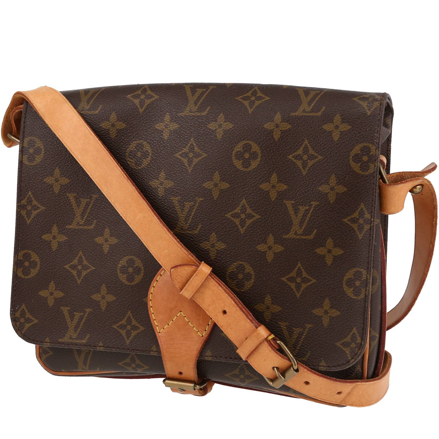 bolso cabas louis vuitton neverfull pequeno en lona monogram marron y cuero  natural, Brown Louis Vuitton Monogram Cartouchiere GM Crossbody Bag