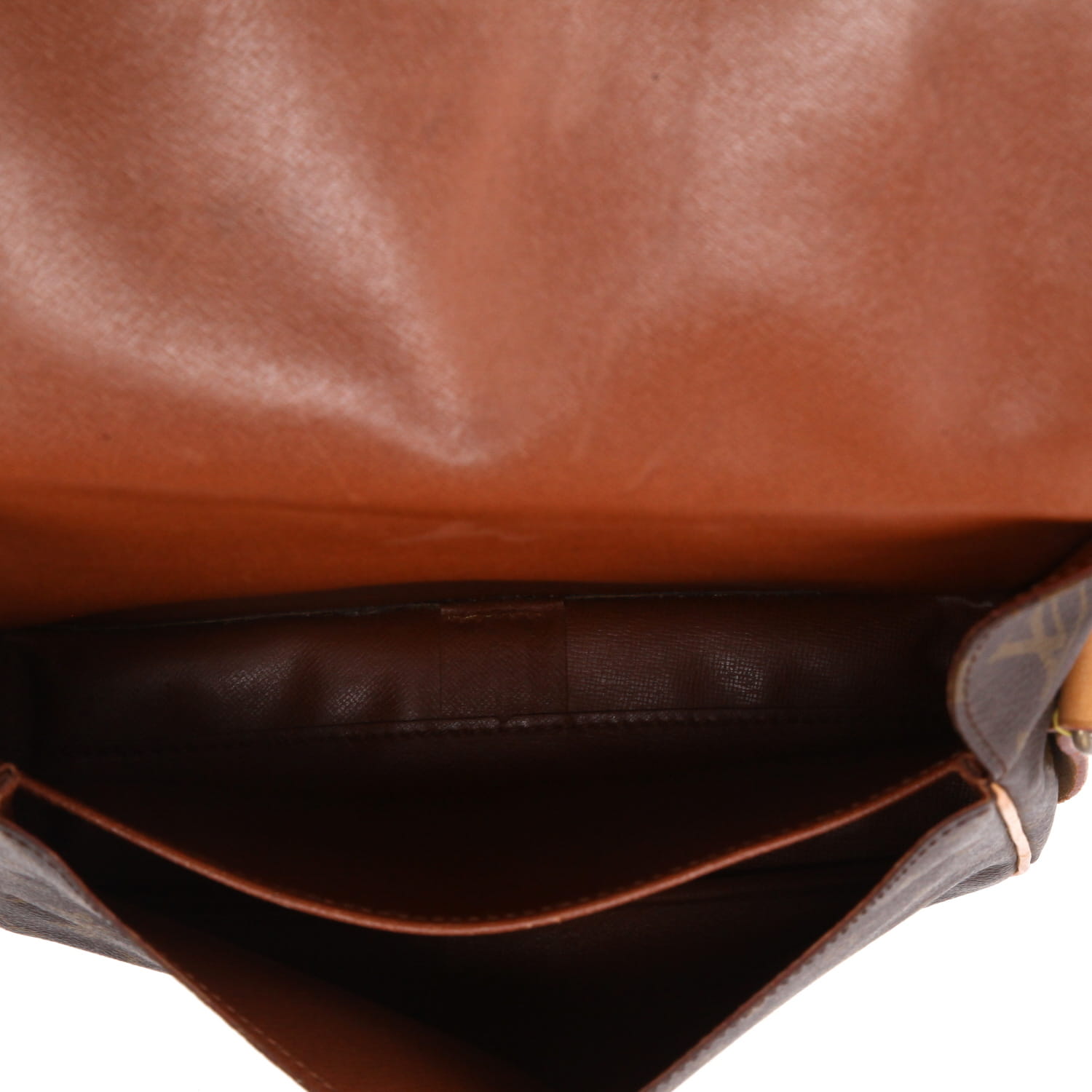 Bolso zurrón Louis Vuitton  Cartouchiére en lona Monogram marrón y cuero natural - Detail D3