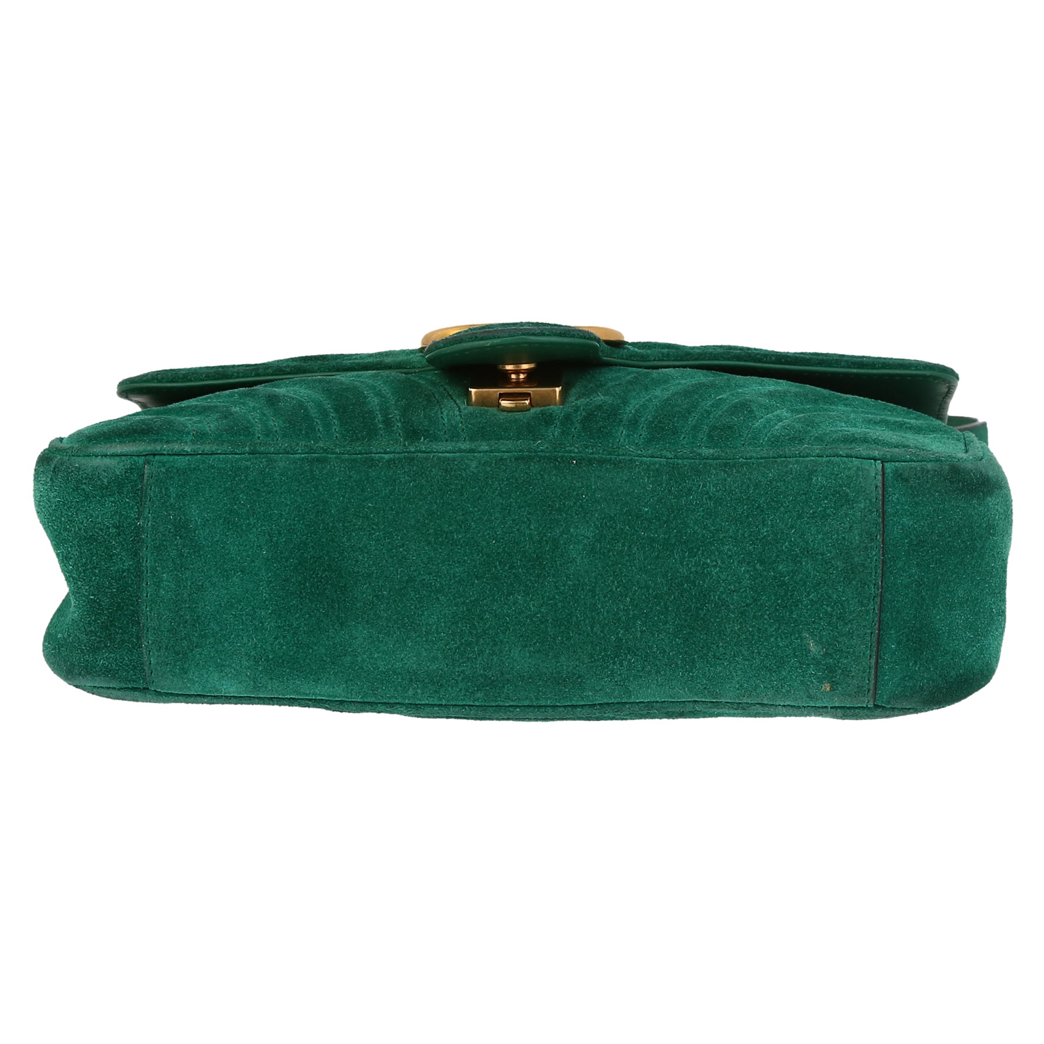 Bolso bandolera Gucci  GG Marmont mini  en ante verde - Detail D1