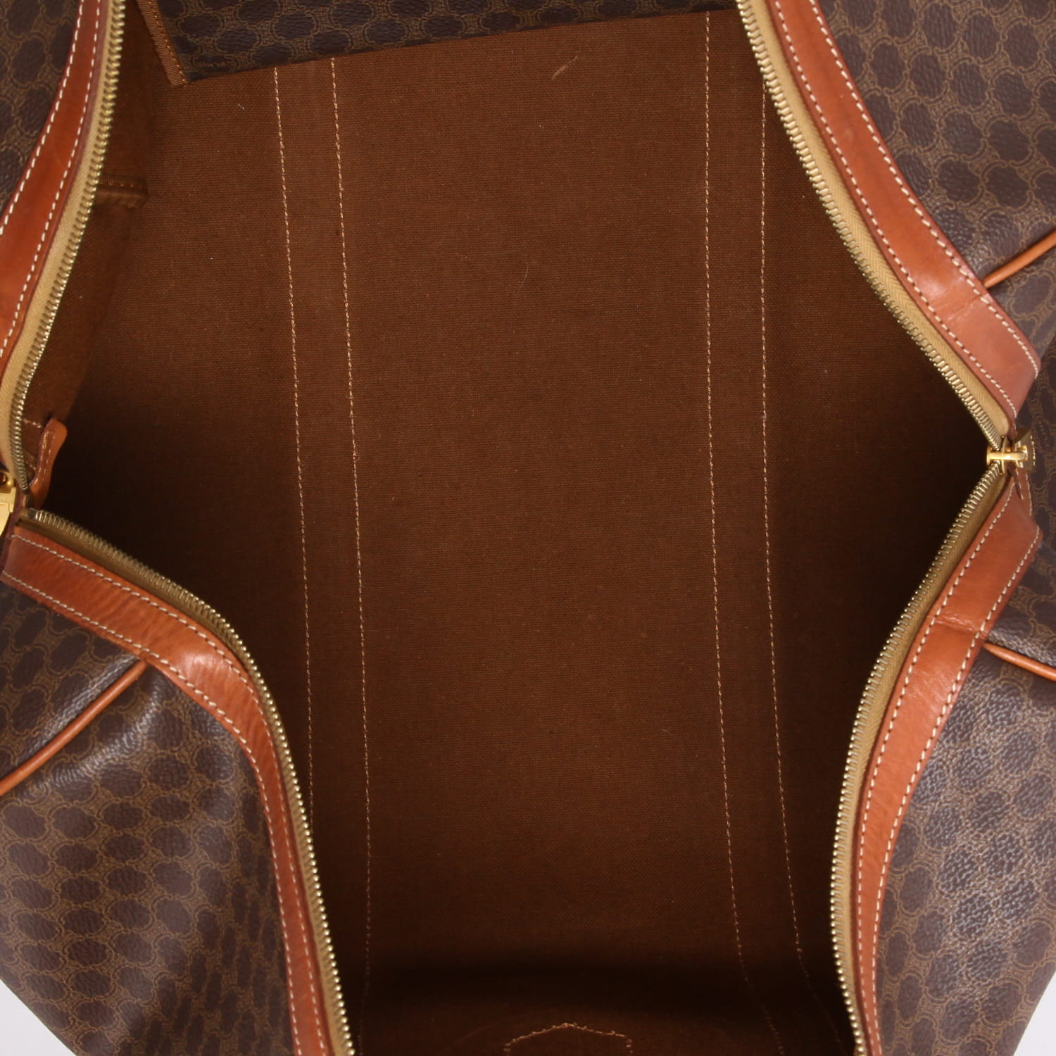 Sac de voyage Celine  Vintage en toile siglée marron et cuir marron - Detail D2