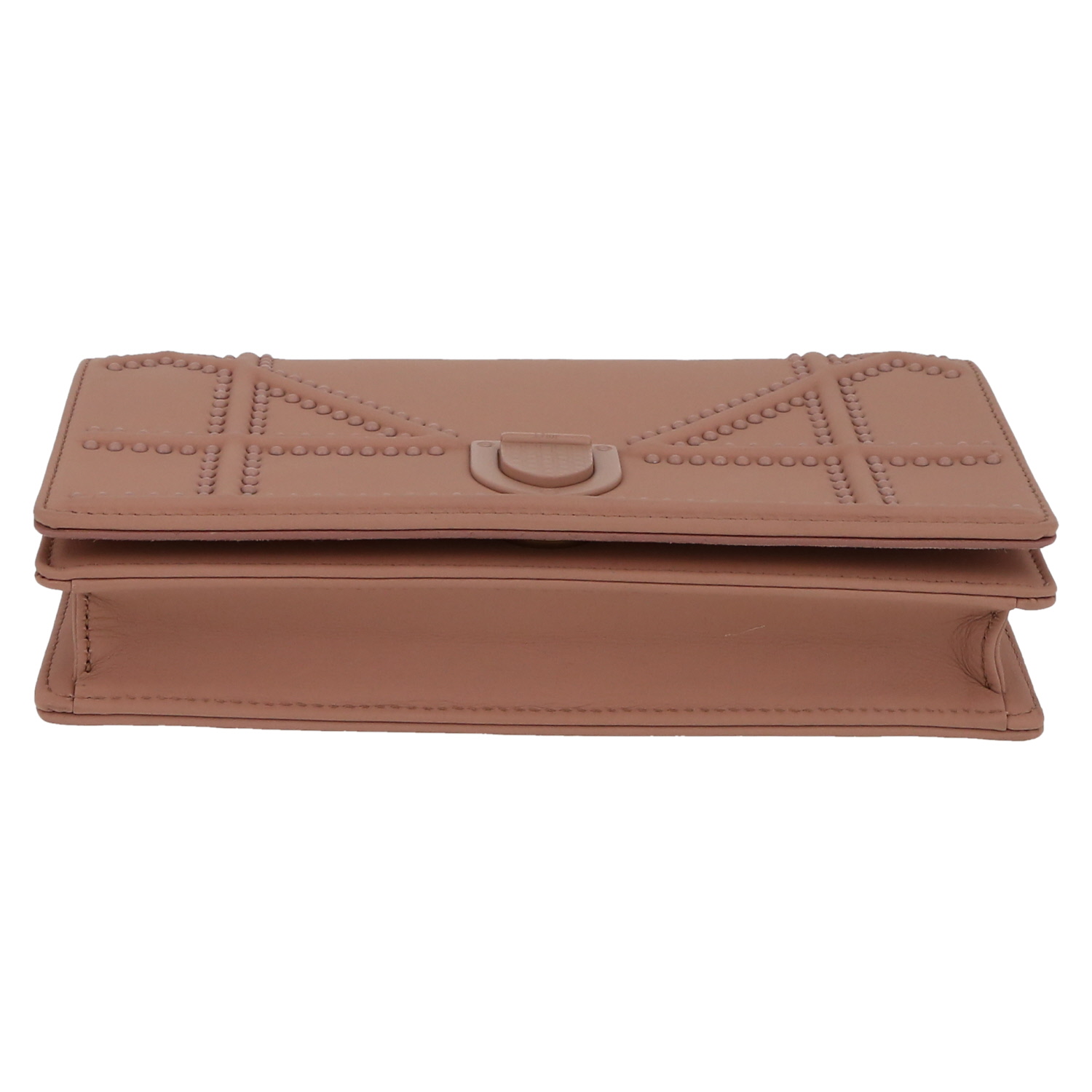 Dior  Diorama Wallet on Chain handbag/clutch  in varnished pink smooth leather - Detail D1