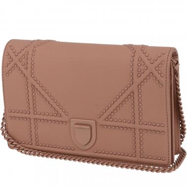Bolso/bolsito Dior  Diorama Wallet on Chain en cuero liso rosa pálido