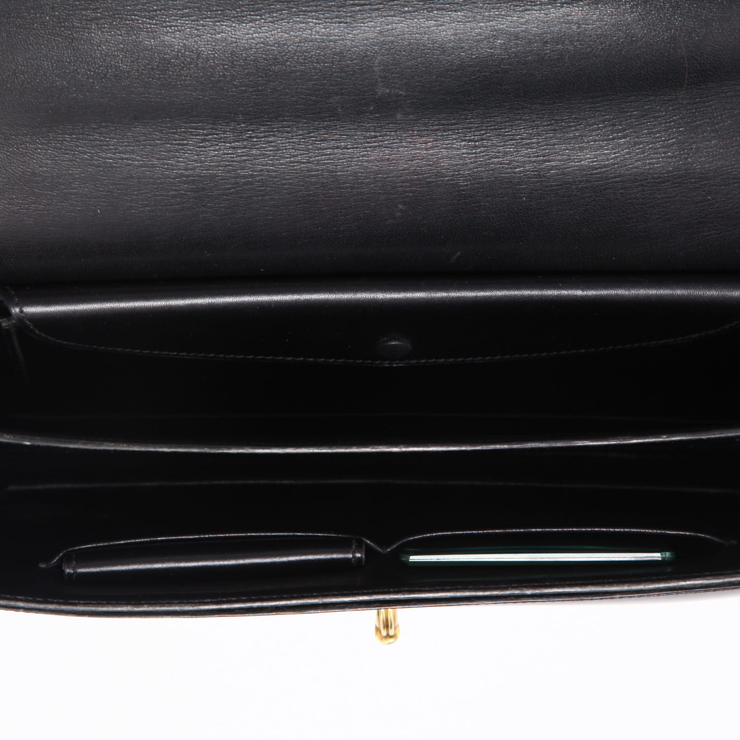 Bolso de mano Hermès  Cordeliere en cuero box negro - Detail D2