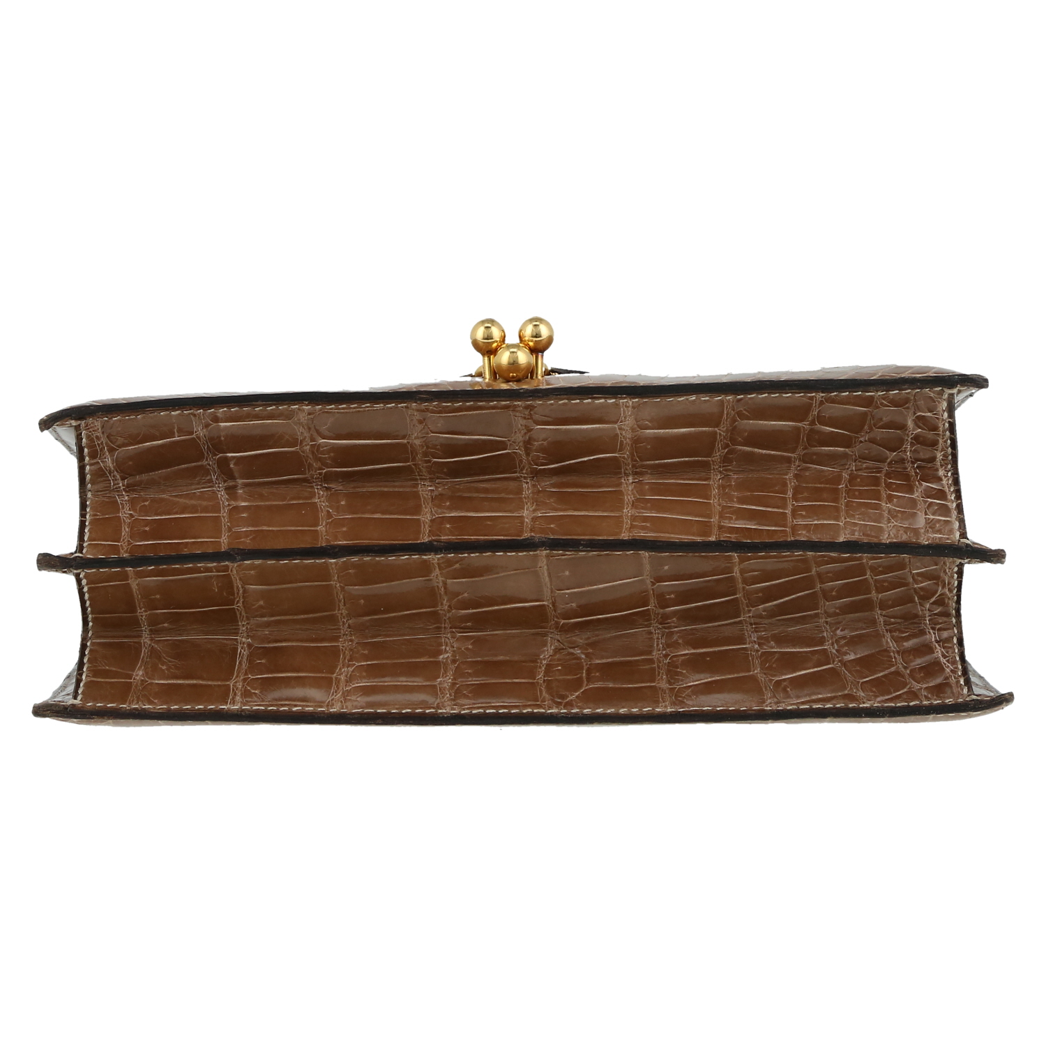 Hermès  Vintage handbag  in honey beige porosus crocodile - Detail D1