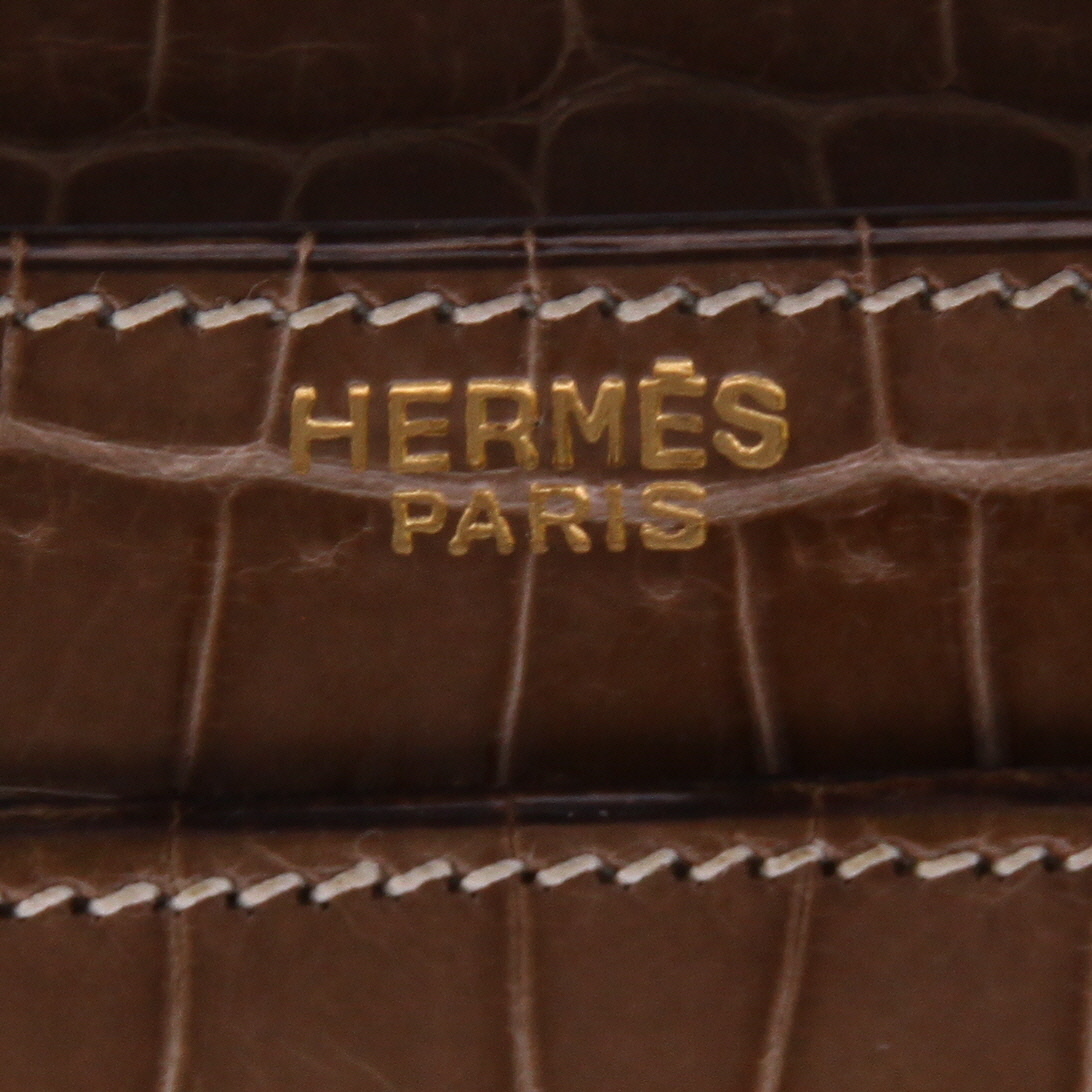 Sac à main Hermès  Vintage en crocodile porosus beige-miel - Detail D2