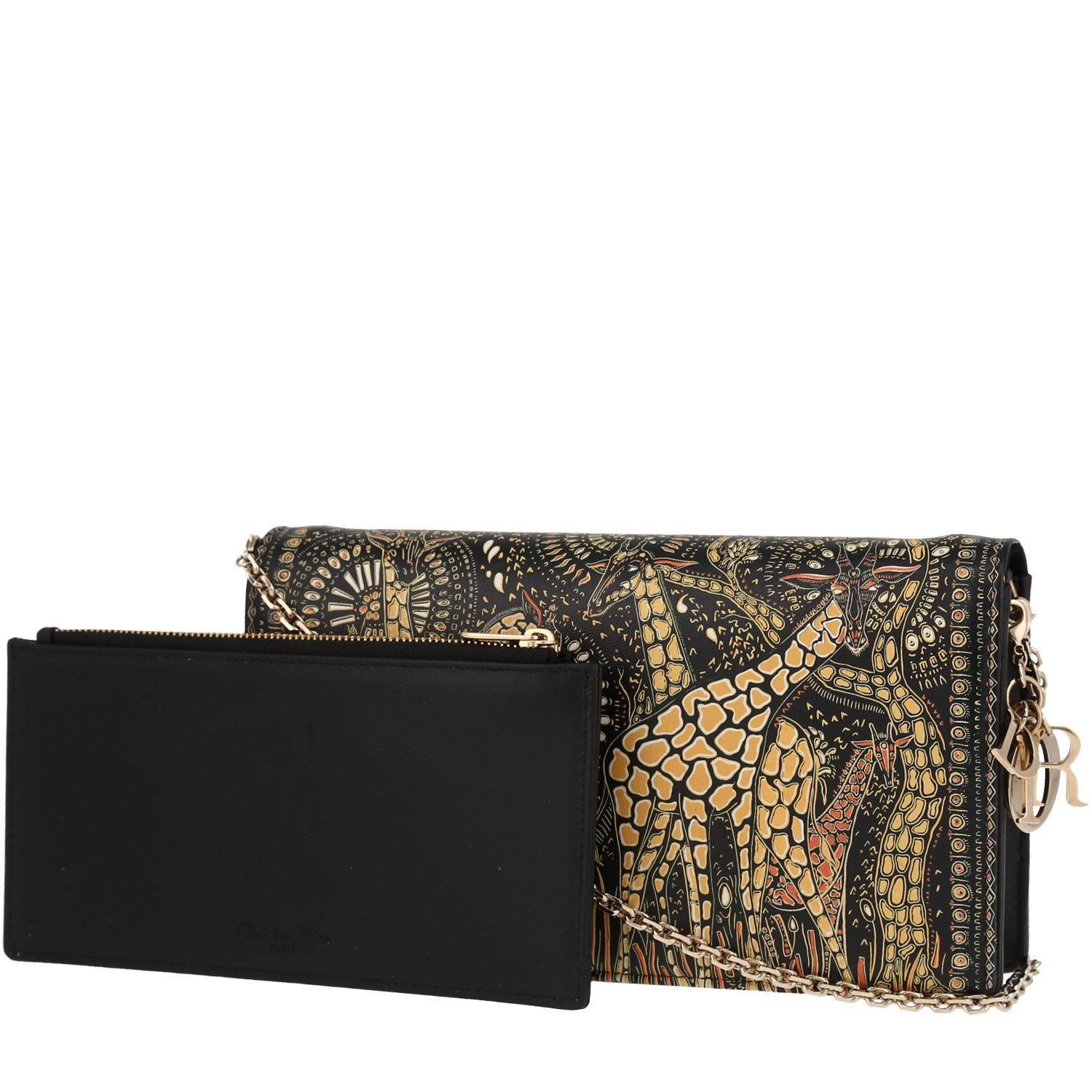 Shoulder Bag In Black And Yellow Leather