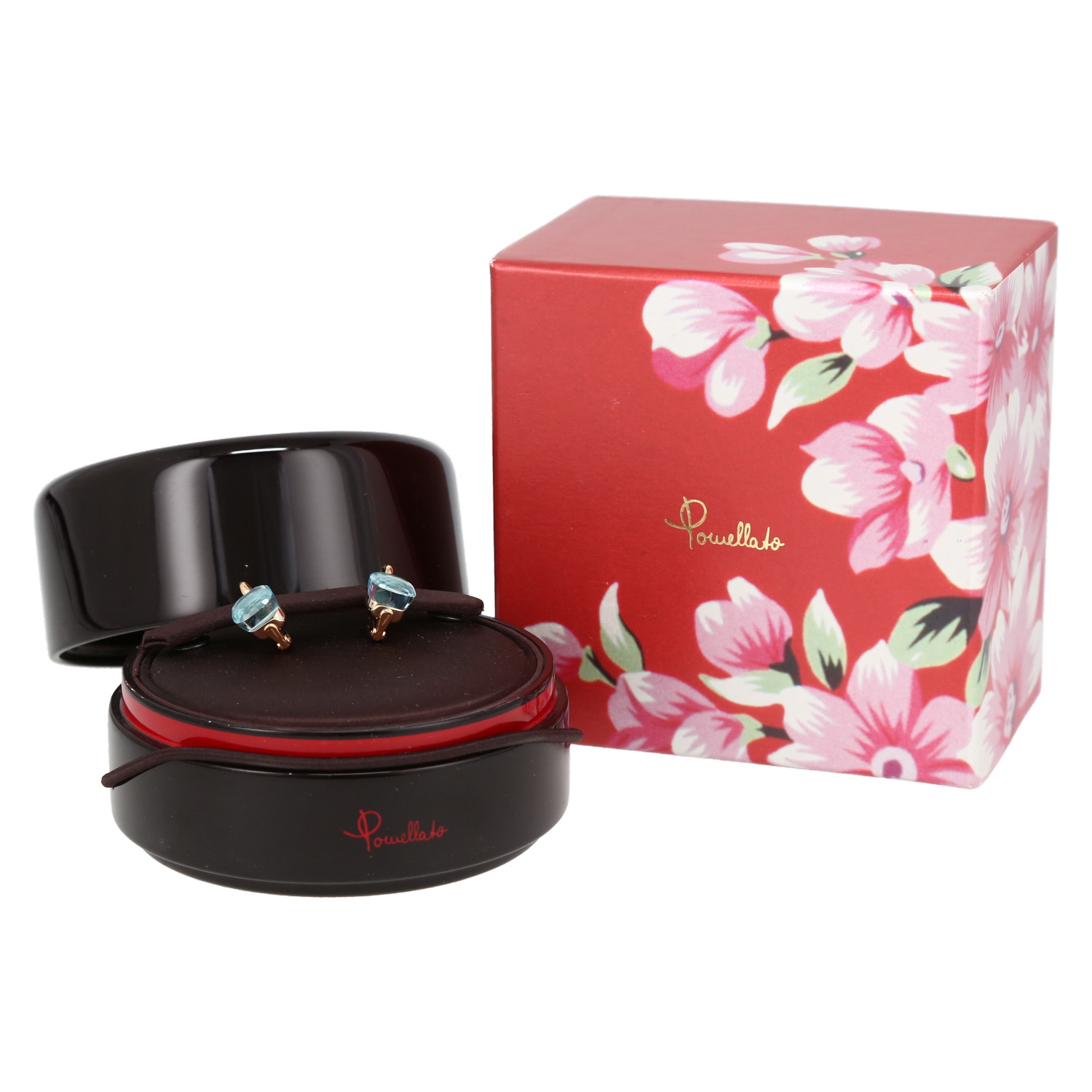 Paire de boucles d'oreilles Pomellato Nudo Classic en or rose et topazes bleues - Detail D2