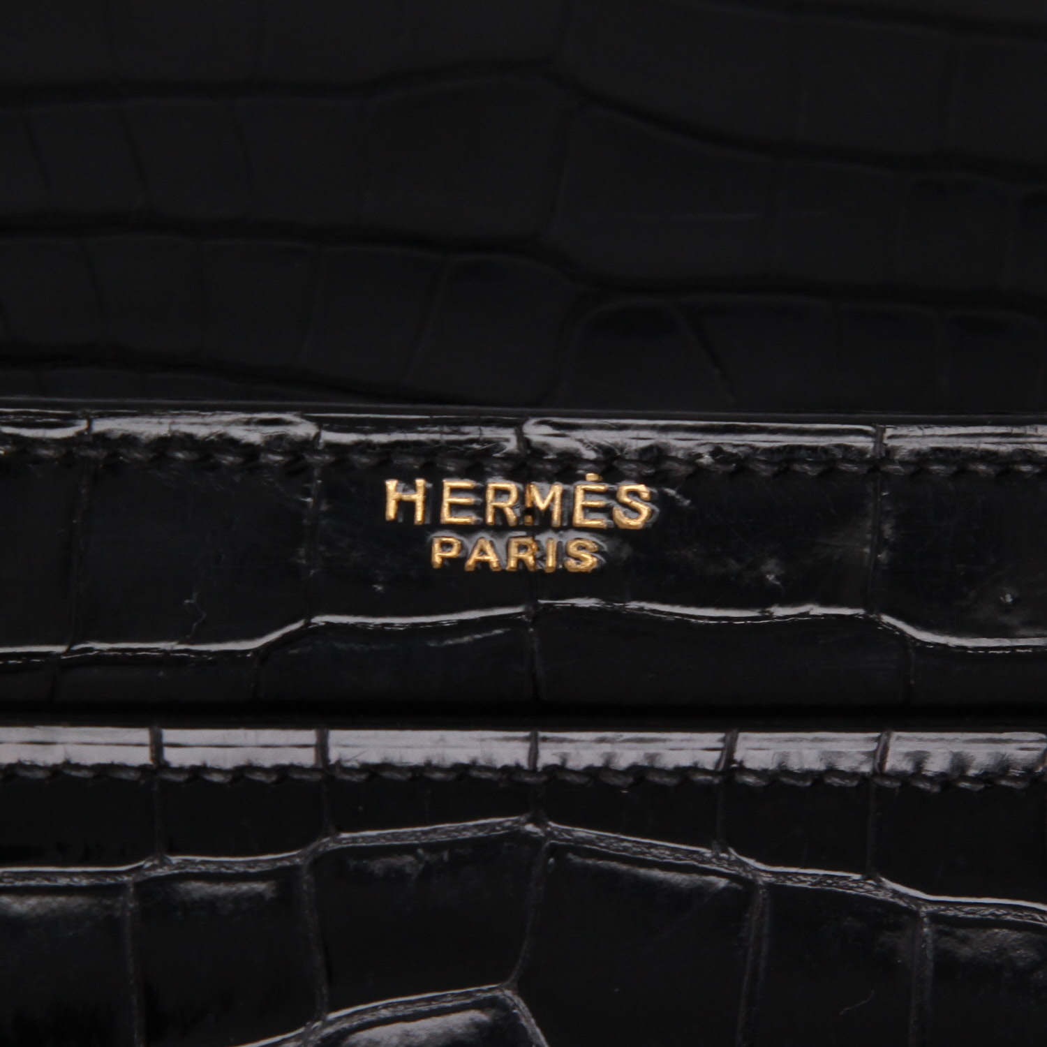 Sac à main Hermès  Cordeau en crocodile noir - Detail D2