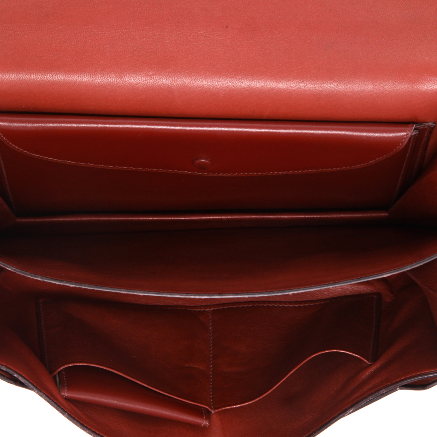 Sac bandoulière Hermès Pax en cuir box rouge H - Detail D3