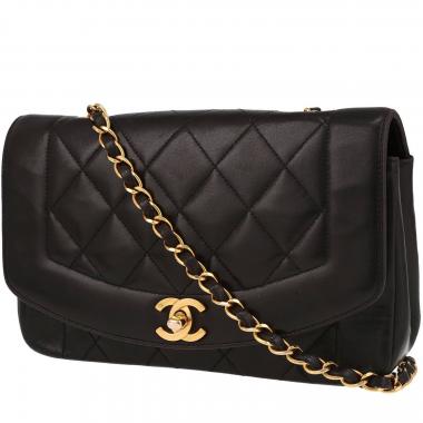 Bolso bandolera Chanel  Vintage Diana en cuero acolchado negro