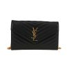 Saint Laurent  Wallet on Chain shoulder bag  in black quilted grained leather - 360 thumbnail