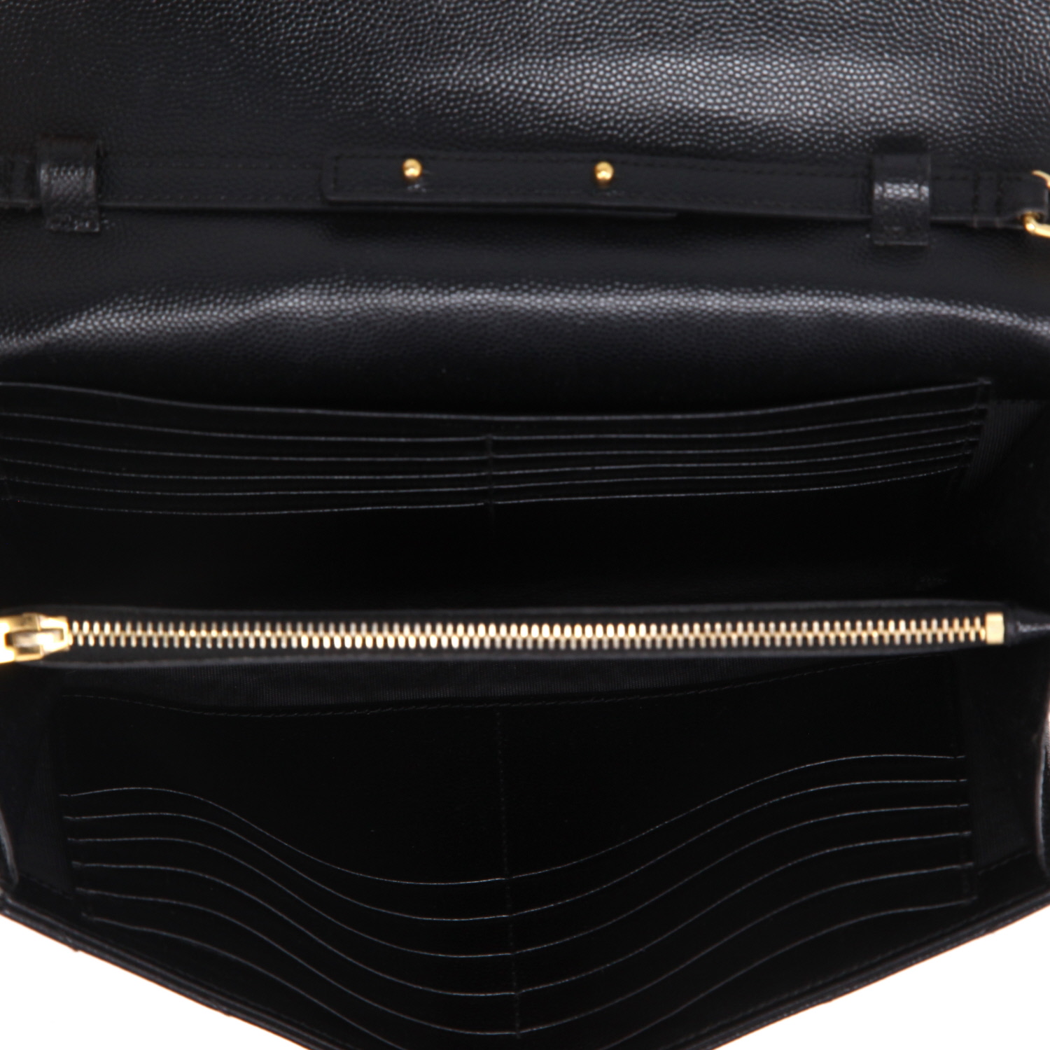 Saint Laurent  Wallet on Chain shoulder bag  in black quilted grained leather - Detail D3