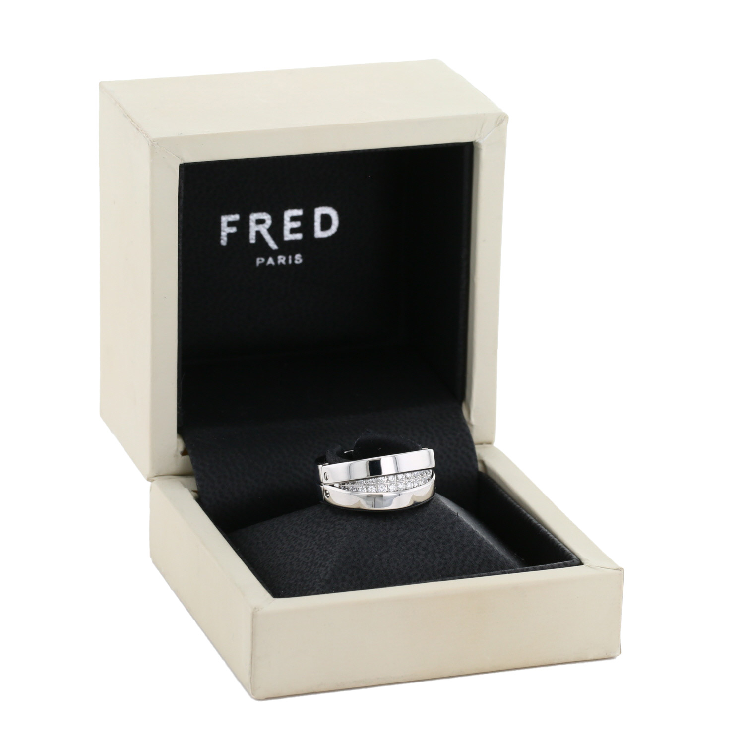 Bague articulée Fred  en or blanc et diamants - Detail D2