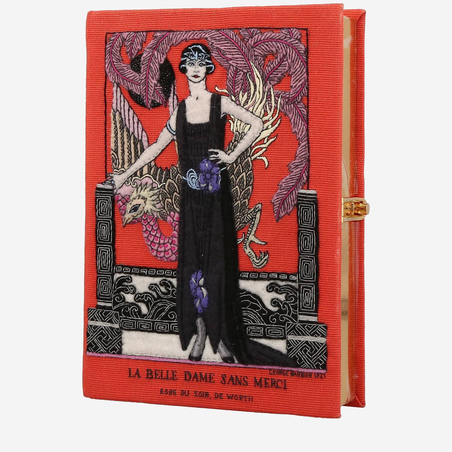 Borsa/pochette Olympia Le-Tan George Barbier 1922 La Belle Dame sans merci in tela rossa
