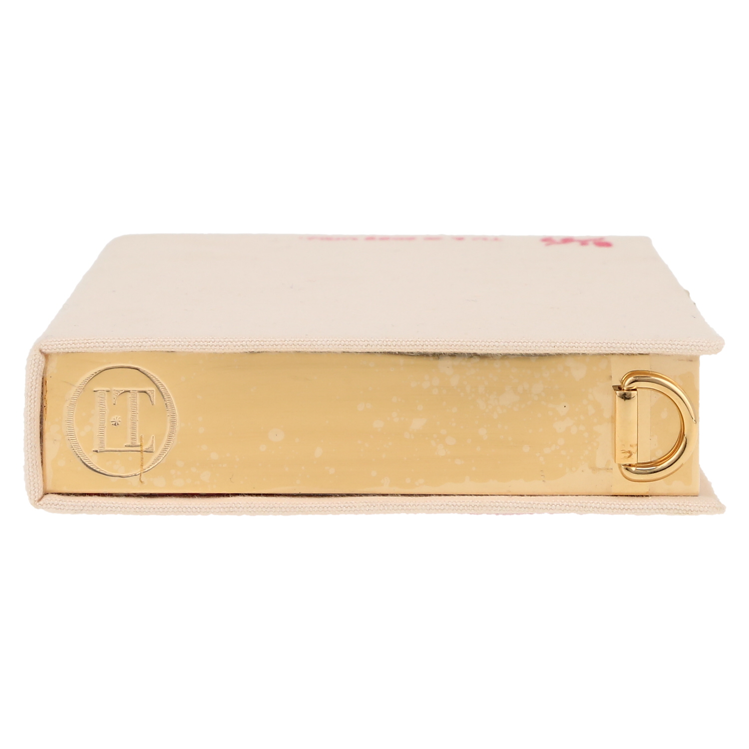 Olympia Le-Tan LEGALLY blonde pouch  in beige and pink canvas - Detail D1