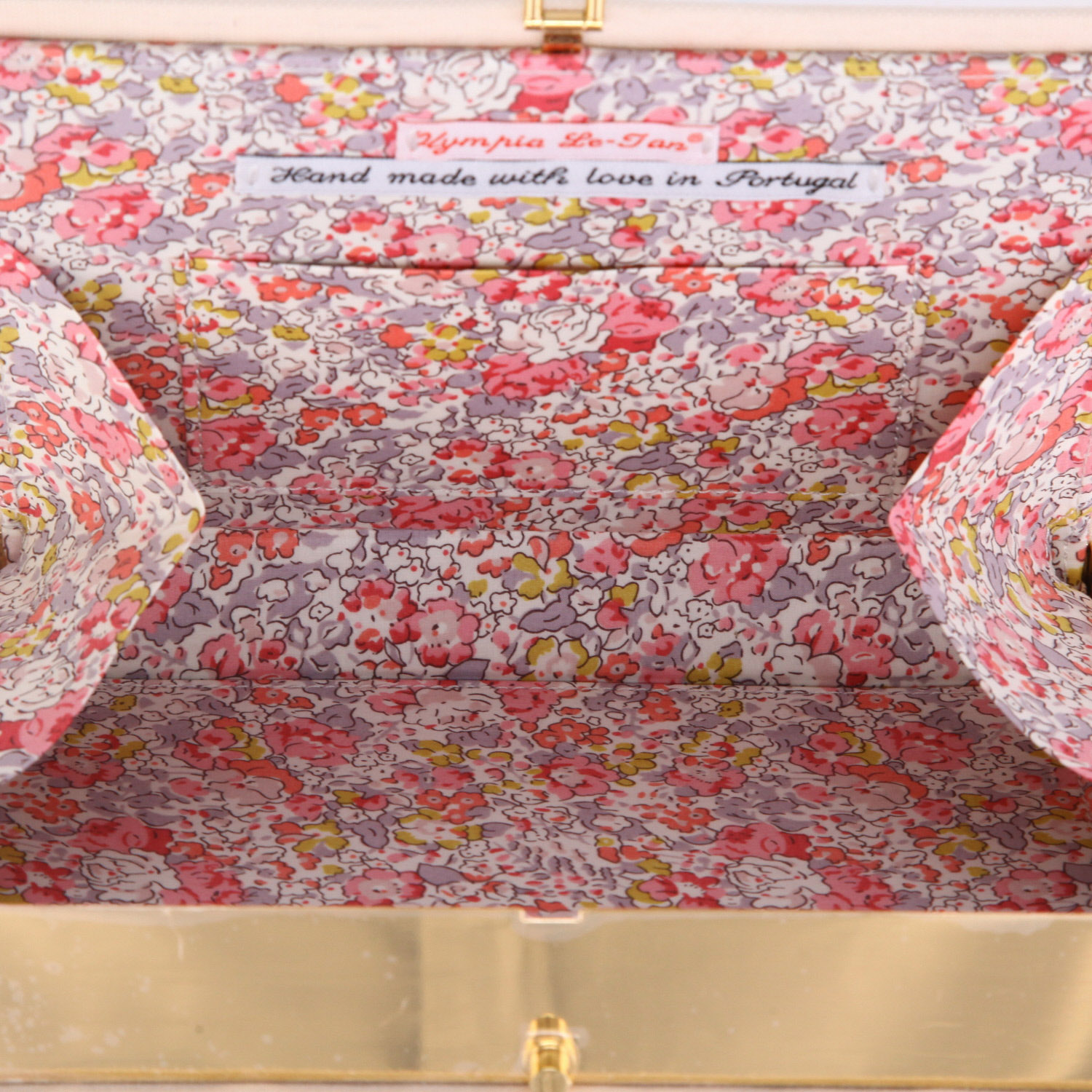 Pochette Olympia Le-Tan LEGALLY blonde in tela beige e rosa - Detail D2