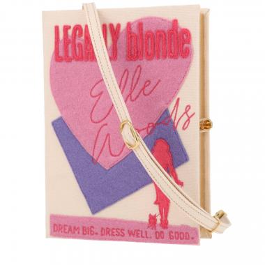 Bolsito de mano Olympia Le-Tan LEGALLY blonde en lona beige y rosa
