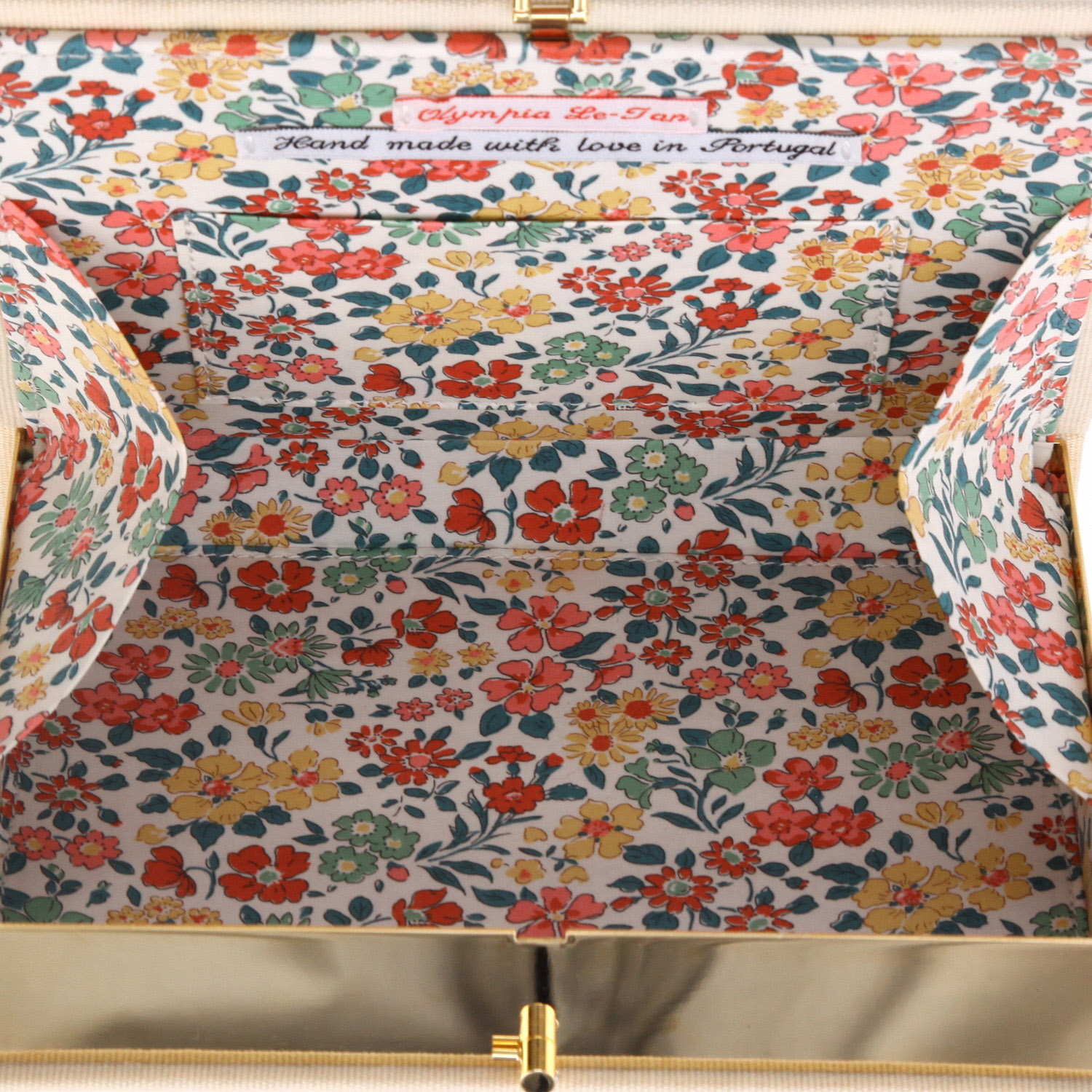 Pochette Olympia Le-Tan Degas Degas in tela beige verde e gialla - Detail D2