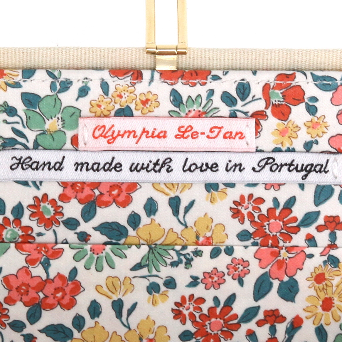 Pochette Olympia Le-Tan Degas Degas in tela beige verde e gialla - Detail D3