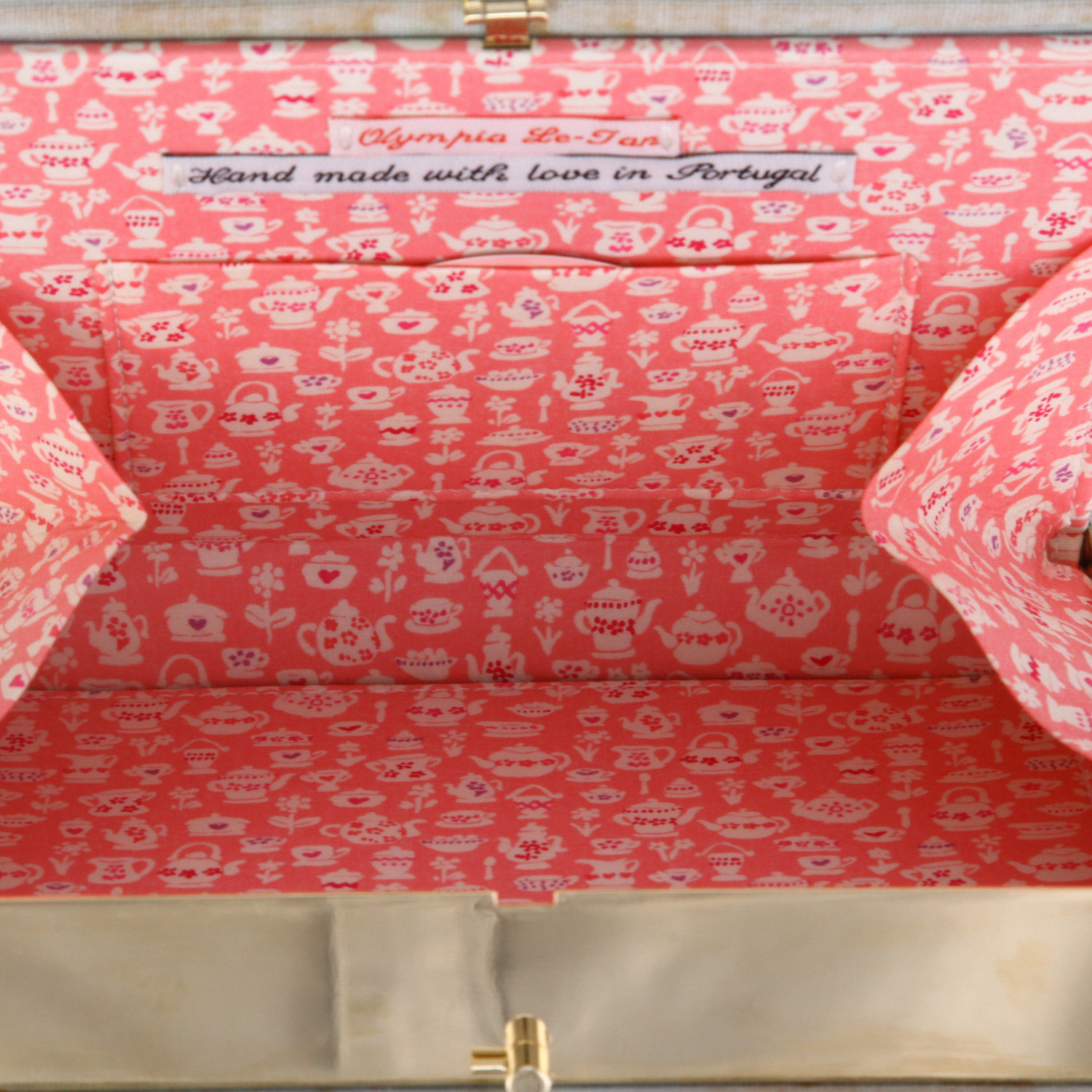 Sac/pochette Olympia Le-Tan The Four Seasons Cook Book Calendar 1929 en toile bleu-ciel - Detail D2