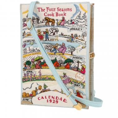 Borsa/pochette Olympia Le-Tan The Four Seasons Cook Book Calendar 1929 in tela celeste