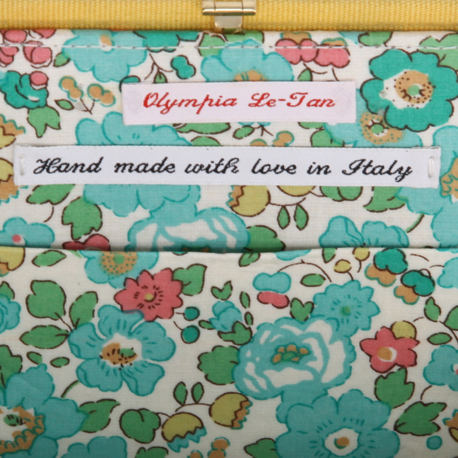 Olympia Le-Tan Braniff International Airways Brazil hand shoulder bag  in yellow canvas - Detail D3