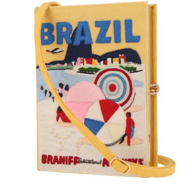 Bolso bandolera Olympia Le-Tan Braniff International Airways Brazil hand en lona amarilla