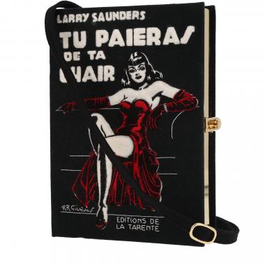 Borsa/pochette Olympia Le-Tan Larry Saunders "Tu paieras" de ta chair in tela nera
