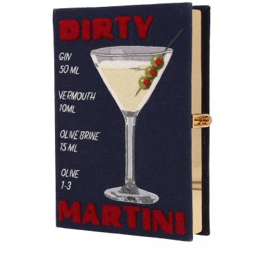 Minaudière Olympia Le-Tan Dirty Martini en toile bleu-marine