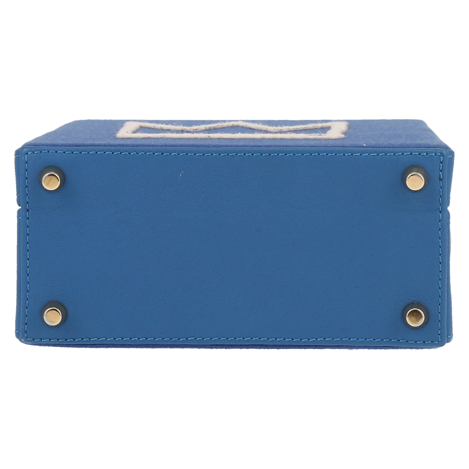 Borsa a tracolla Olympia Le-Tan Jean-Michel Basquiat Crown in tela blu e pelle blu - Detail D1