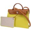 Hermès  Herbag bag worn on the shoulder or carried in the hand  in yellow canvas  and natural Hunter cowhide - 00pp thumbnail