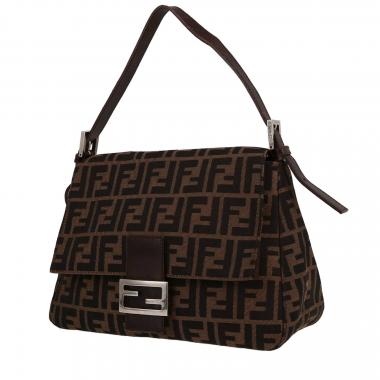 Borsa Fendi  Big mama in tela siglata marrone e pelle marrone