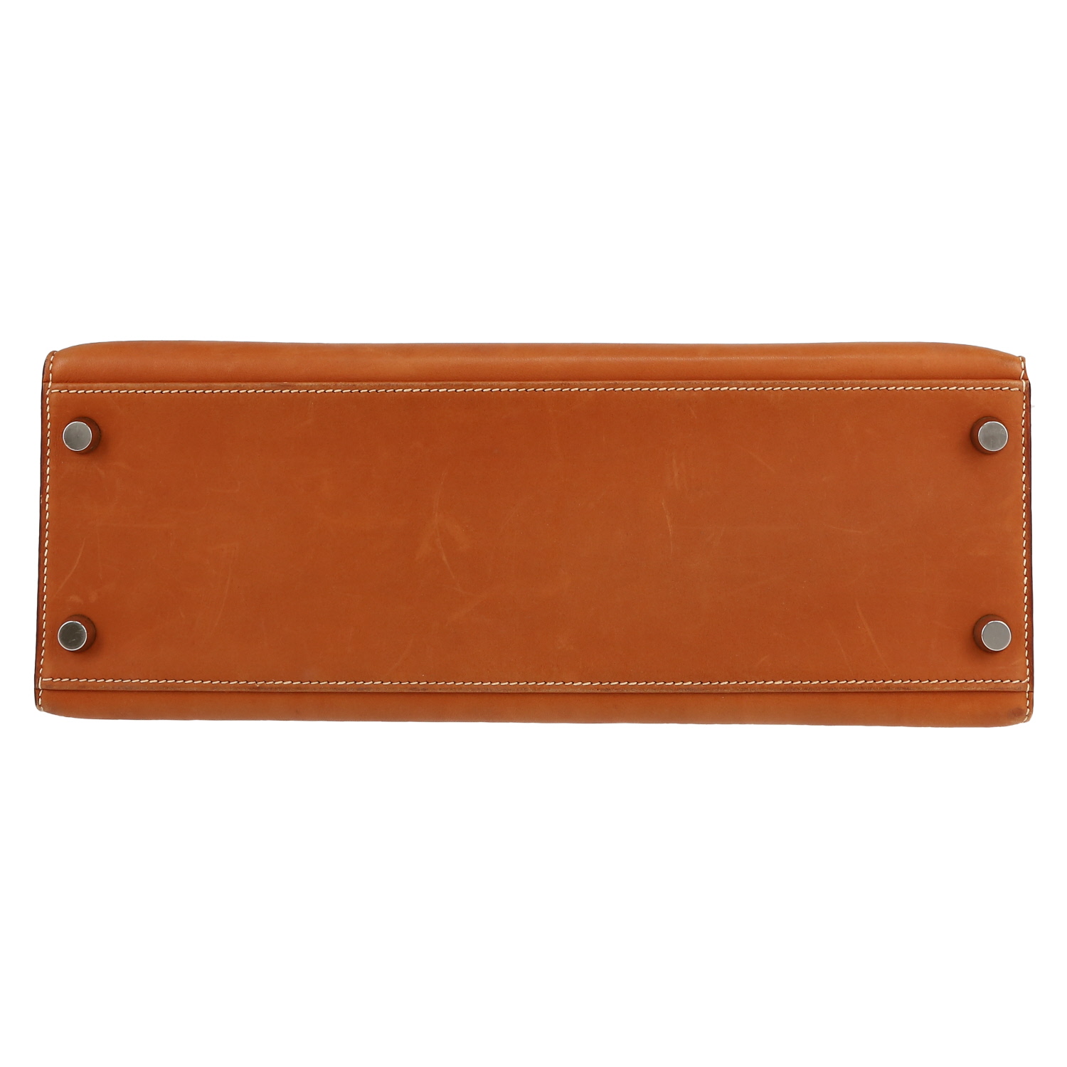 Bolso de mano Hermès  Kelly 32 cm en cuero Barenia color oro - Detail D1